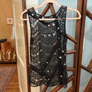 Passport Sheer Black Sequin Tank Top